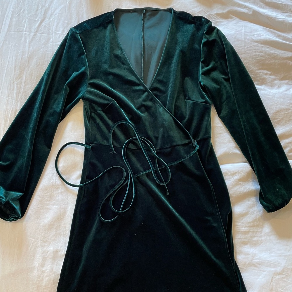 Zara Velvet long sleeve wrap dress